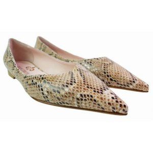 Ivan Troy Brown Snake Print Italian Leather Flats